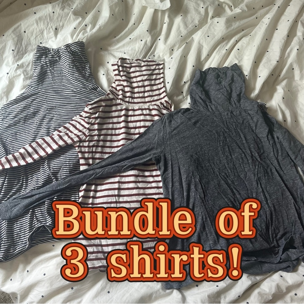 ⭐️ Madewell Long Sleeve Shirt Striped Turtleneck Top T-Shirt Bundle of 3 Shirts!